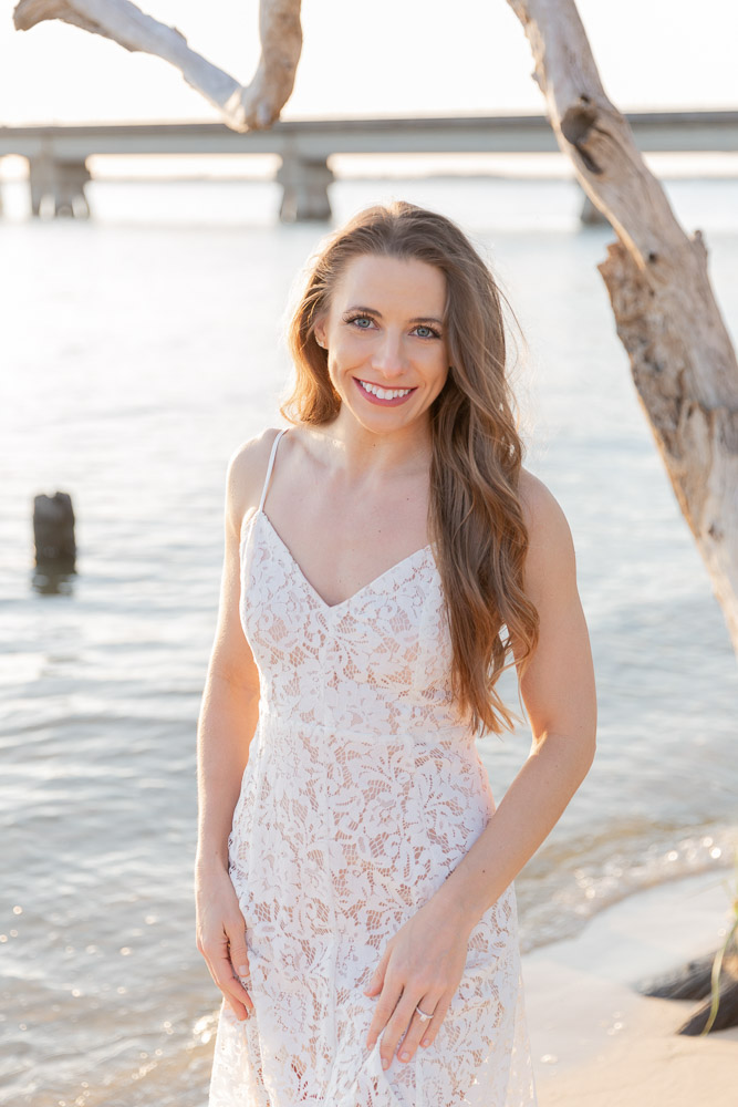 Lulus wedding dress | White engagement dress | Portrait | Front Beach Ocean Springs
