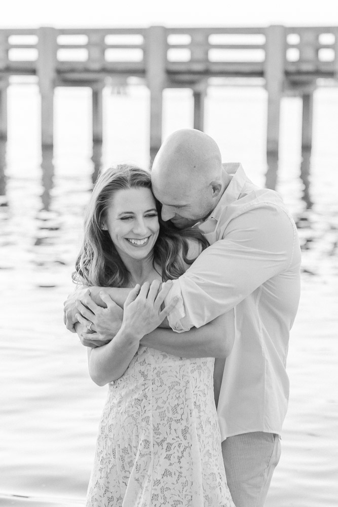 black and white | engagement session in water