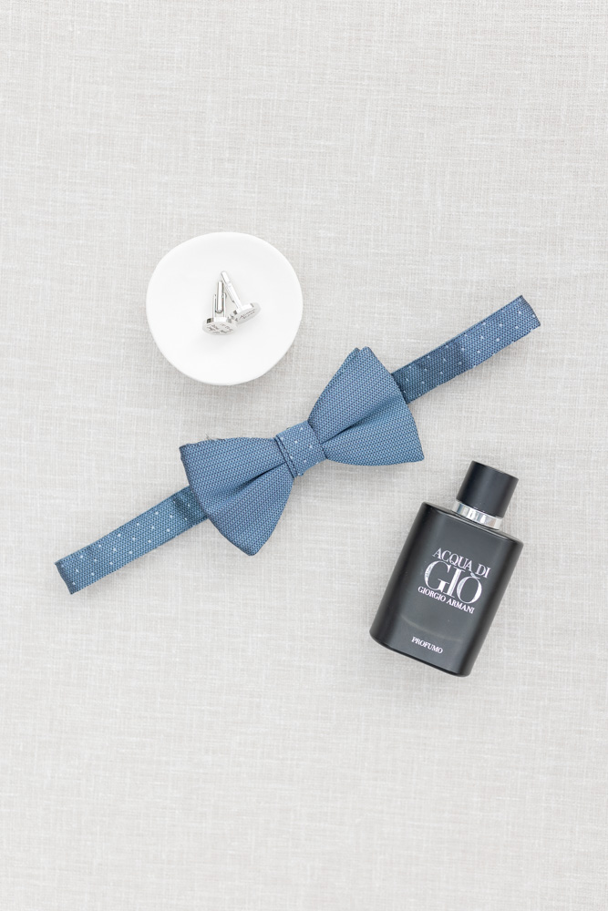 Groom details | Cufflinks | Cologne | Blue Bowtie