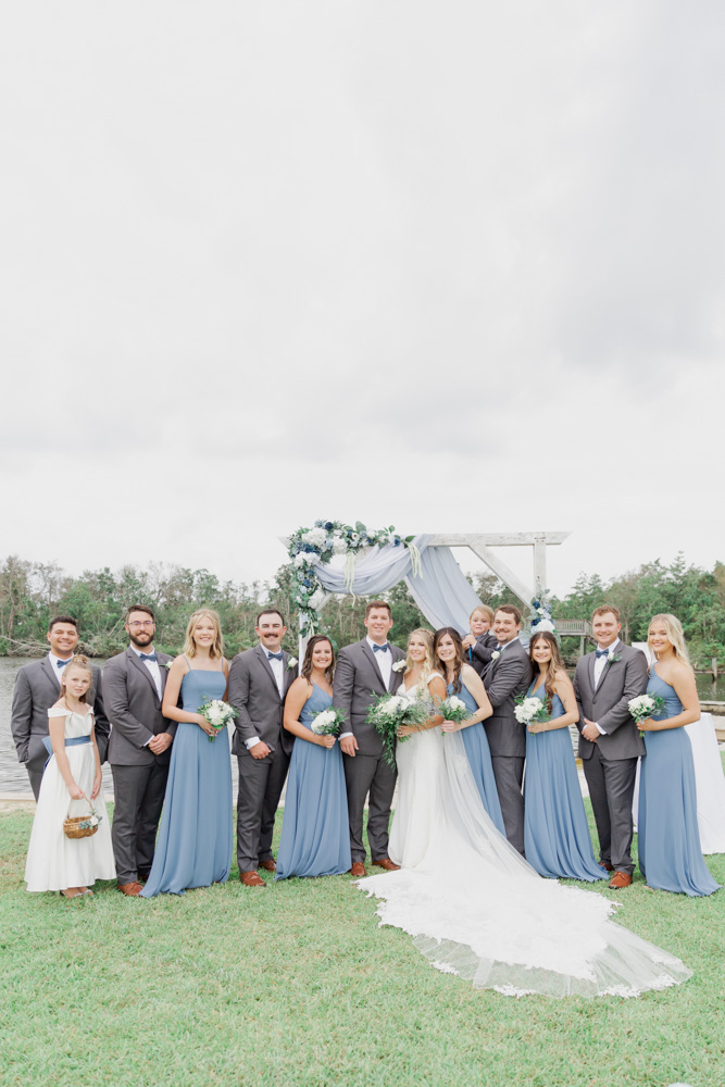 Annie Elise Photography | Dusty Blue Bridesmaid dresses | Grey Suits Groomsmen | Wedding Party