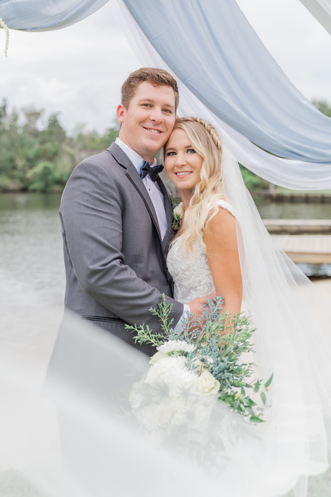 Bride and groom portrait just married