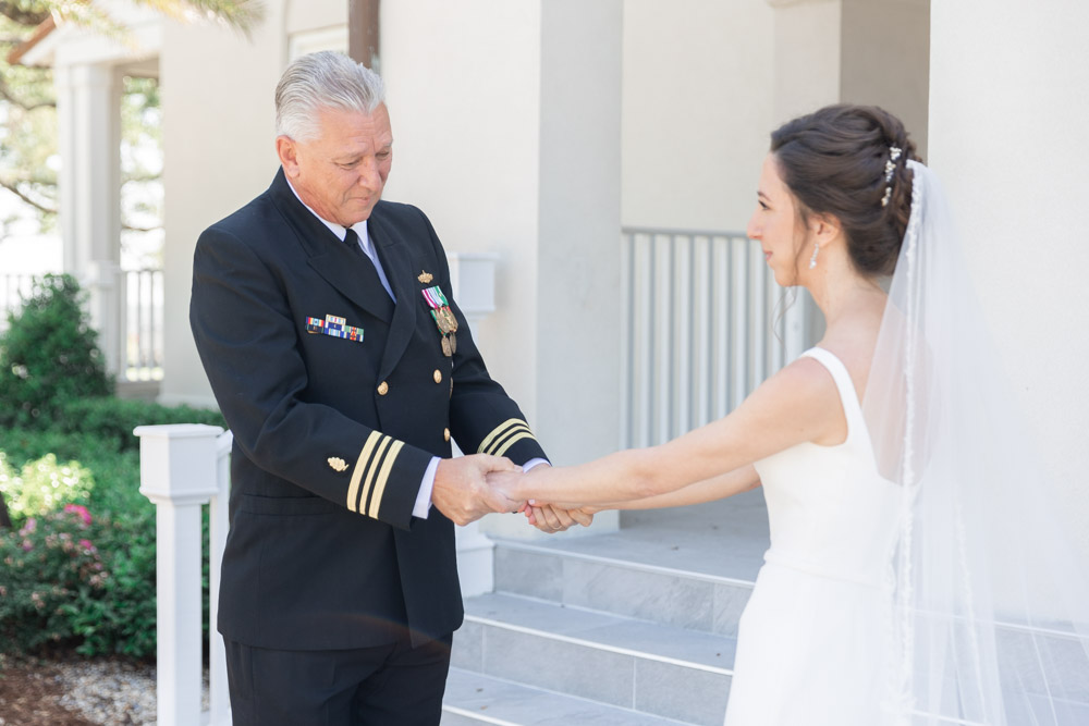 Jessica + Jordan - Annie Elise Photography - First Look Navy Dad