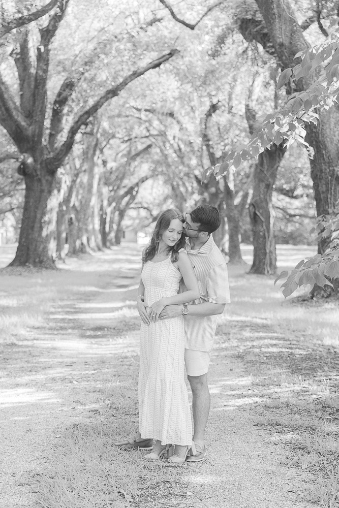 Gulfport Mississippi Engagement Session | Charcuterie Board | Cheek Kiss | hispanic couple